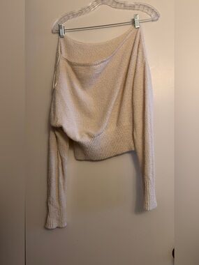 Garage Cream Off-Shoulder Knit Sweater